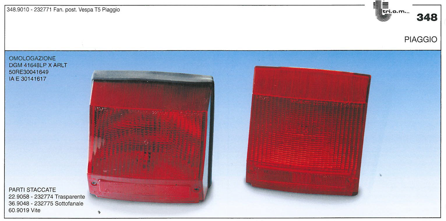 022.90.58 VIDRO FAROLIM VESPA T5