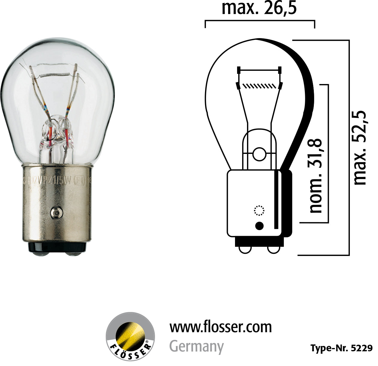 LAMPADA "FLOSSER" 12V 21/5 BAY15d - 5229