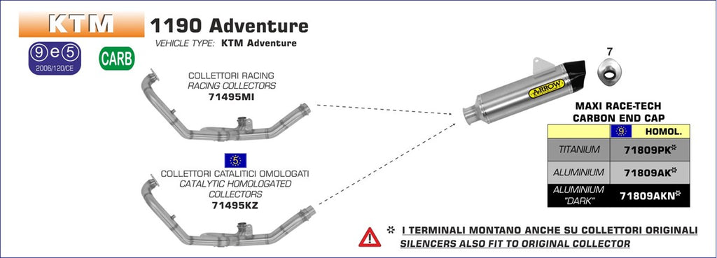 71495MI COLECTOR ARROW INOX S/CAT KTM 1190 ADVENTURE 13/16