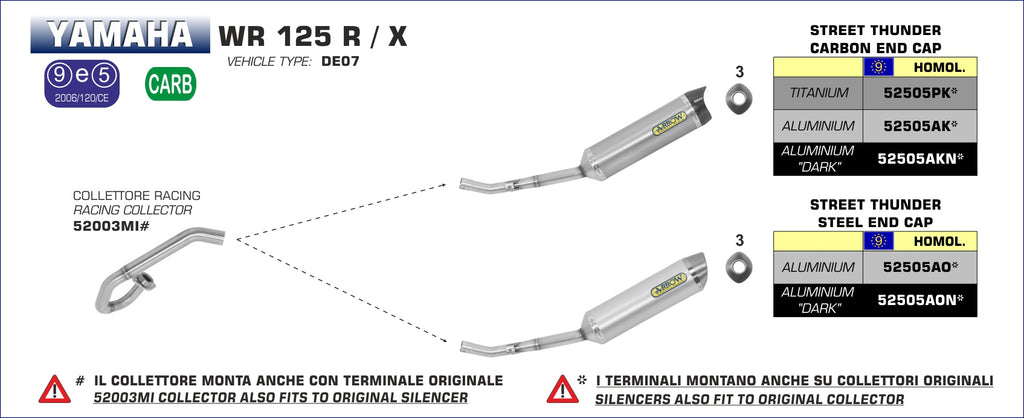 52505AON SILENCIOSO ARROW END4 DARK WR 125 R/X 09/16 ALUMINIO