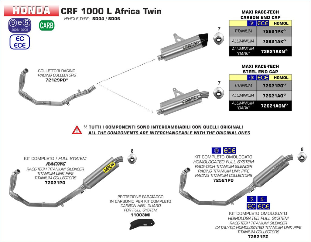 72621AO SILENCIOSO ARROW MAXI RTECH CRF 1000L 16/19 ALUMINIO