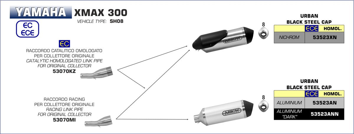 53070MI COLECTOR ARROW YAMAHA X-MAX 300 17/20