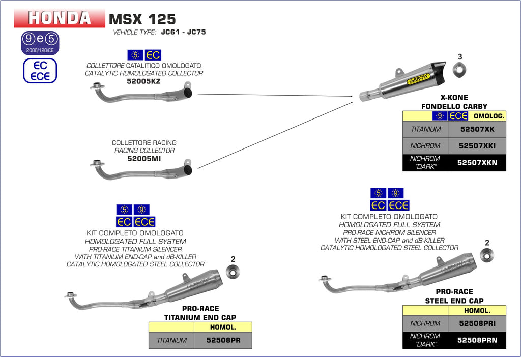 52507XKN SILENCIOSO ARROW X-KONE MSX125 16/19