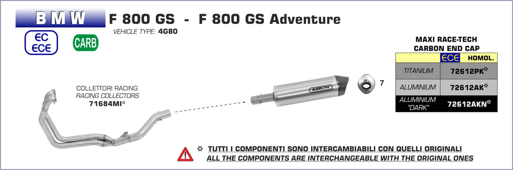 72612PK SILENCIOSO ARROW BMW F 800 GS A 17/18 -