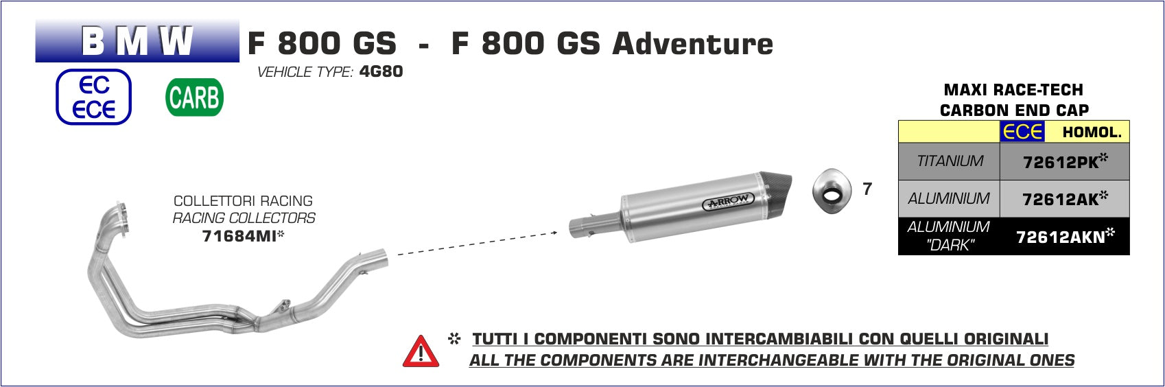 72612PK SILENCIOSO ARROW BMW F 800 GS A 17/18 -