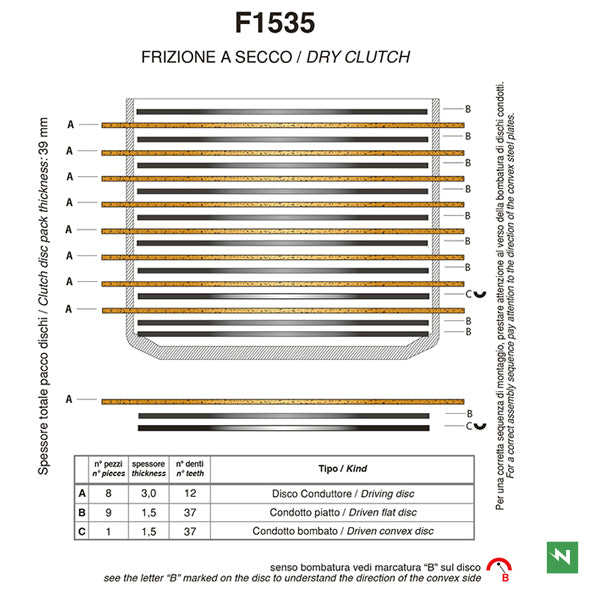 F 1535AC DISCOS EMBRAIAGEM DUCATI 1098 07/08 HYPERMOTARD 1100