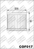 COF017 FILTRO OLEO CHAMPION CRF1000 16/17 NC700/750 S/X 12/16 MSX125 GROM 21