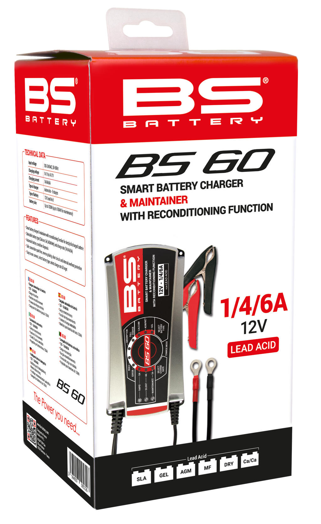 CARREGADOR BATERIAS BS BS60 12V 1A/4A/6A - 700532