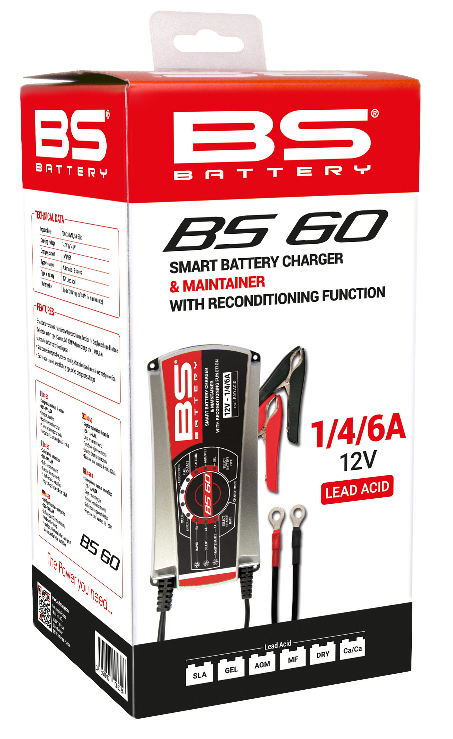 CARREGADOR BATERIAS BS BS60 12V 1A/4A/6A - 700532