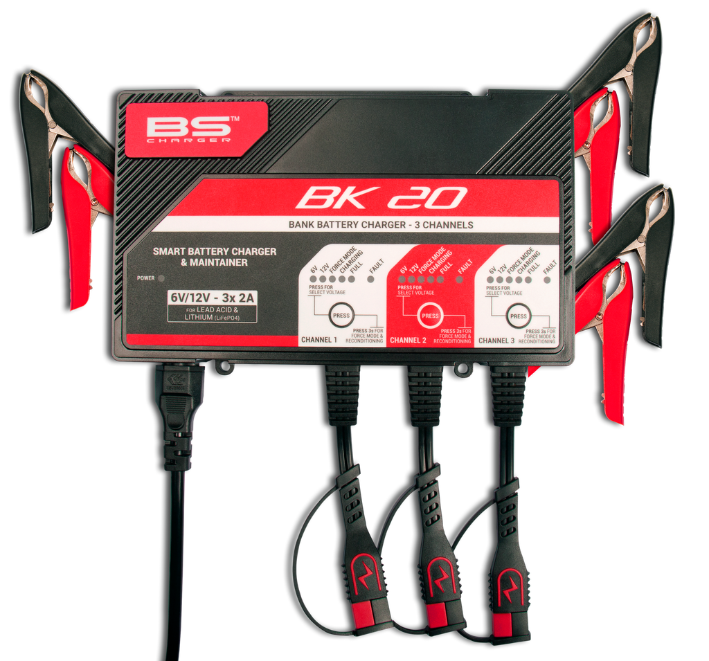 CARREGADOR BATERIAS BS BK20 6V/12V 2A 3 ENTRADAS - 700547
