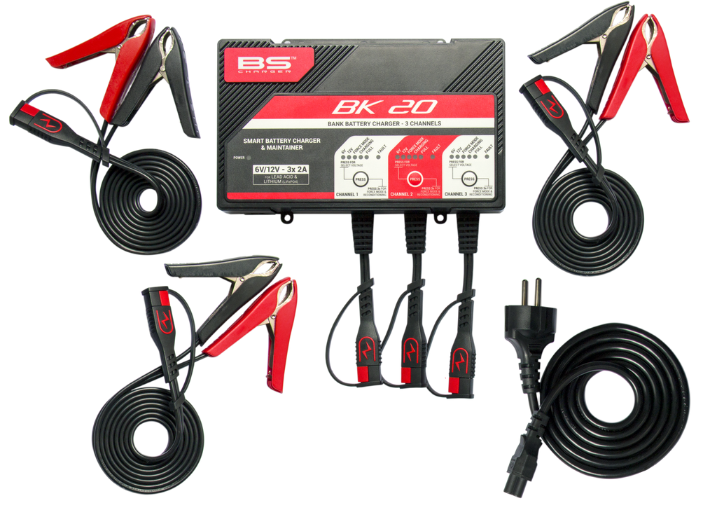 CARREGADOR BATERIAS BS BK20 6V/12V 2A 3 ENTRADAS - 700547