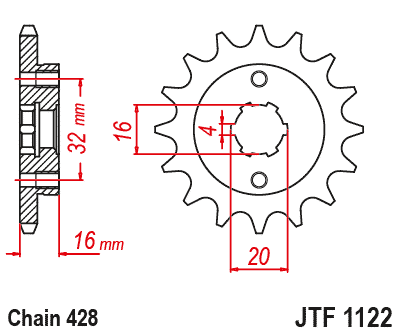 PINHON JTF1122.14 BETA 125 RR 21/23 FANTIC 125 XEF/XMF 21+