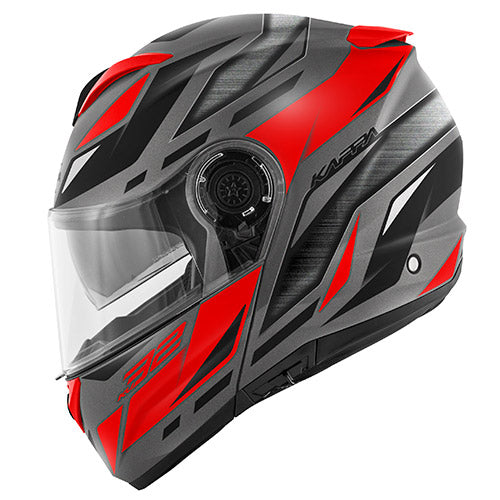 CAPACETE KAPPA KV32 STRONG TITANIO MAT/VERMELHO - M - HKKV32FSGTR58 -