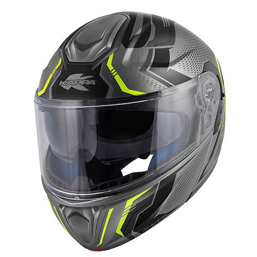 CAPACETE KAPPA KV50 ESCALADE TITANIO MAT/AMARELO - M - HKKV50FSCTY58 -