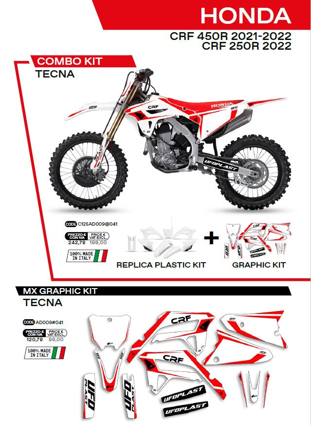 KIT PLASTICOS COMBO TECNA CRF250/450R (21/22) BRANCO C125AD009/041
