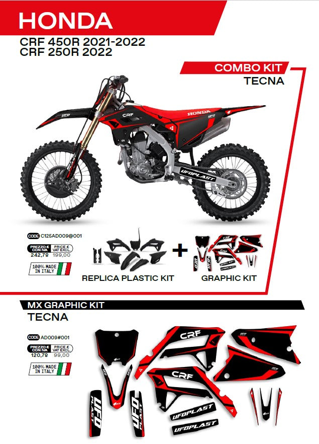 KIT PLASTICOS COMBO TECNA CRF250/450R (21/22) PRETO C125AD009/001