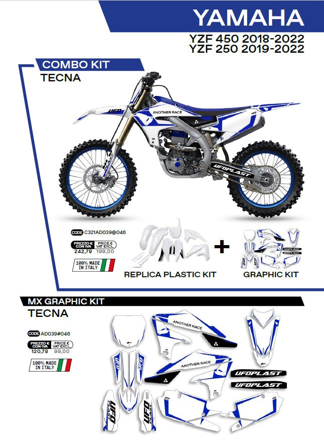 KIT PLASTICOS COMBO TECNA YAMAHA YZF250/450 19/22 BRANCO C321AD039/046