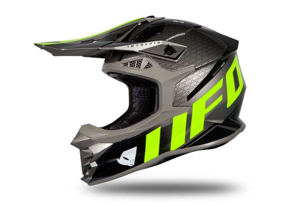 CAPACETE UFO INTREPID HE173 CINZA/PRETO/NEON - M