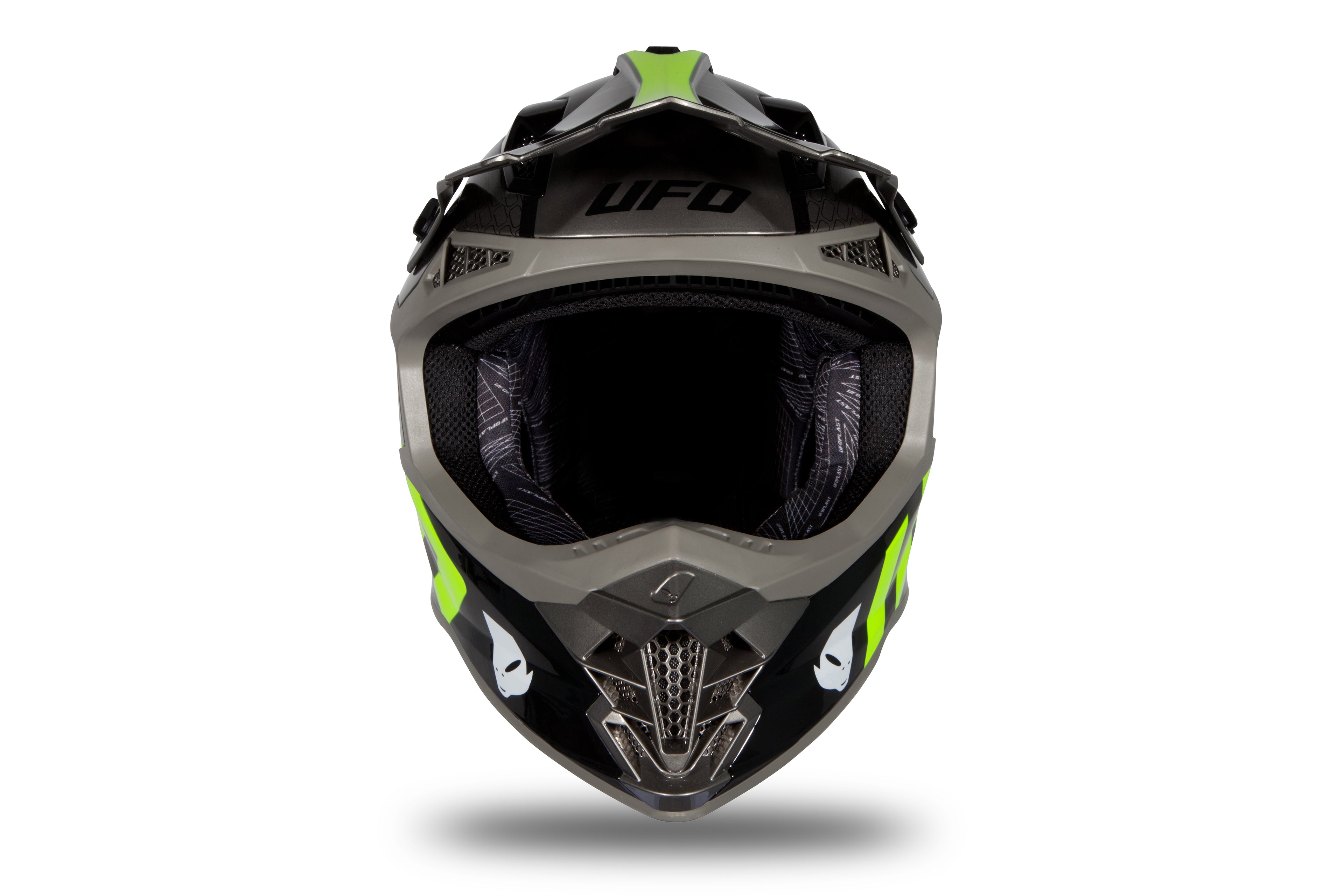 CAPACETE UFO INTREPID HE173 CINZA/PRETO/NEON - M
