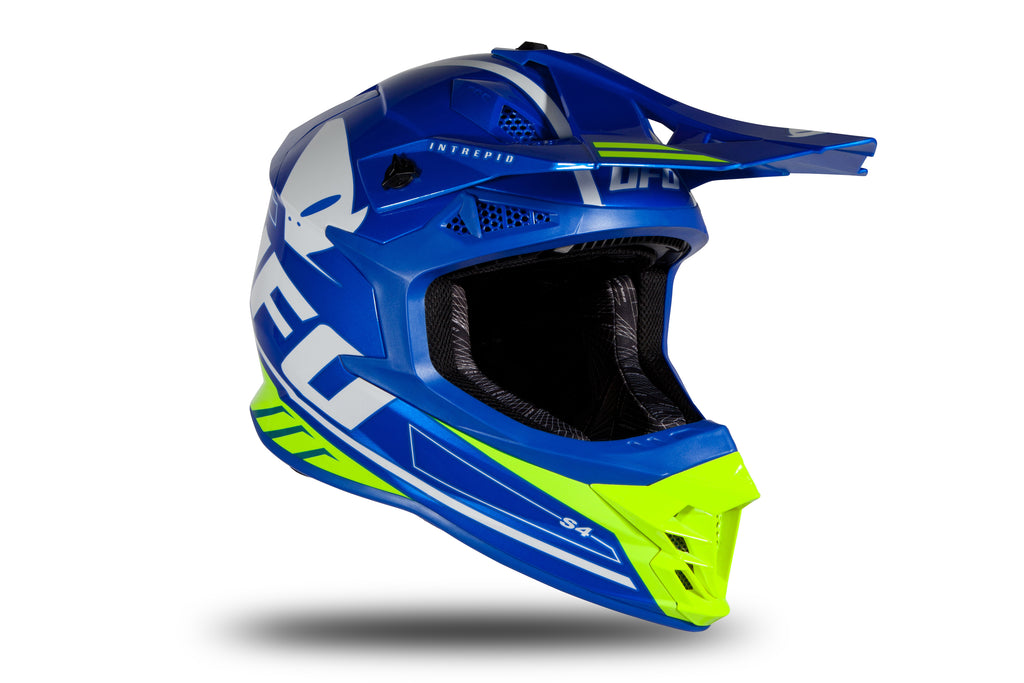 CAPACETE UFO INTREPID HE177 AZUL/BRANCO/NEON - M