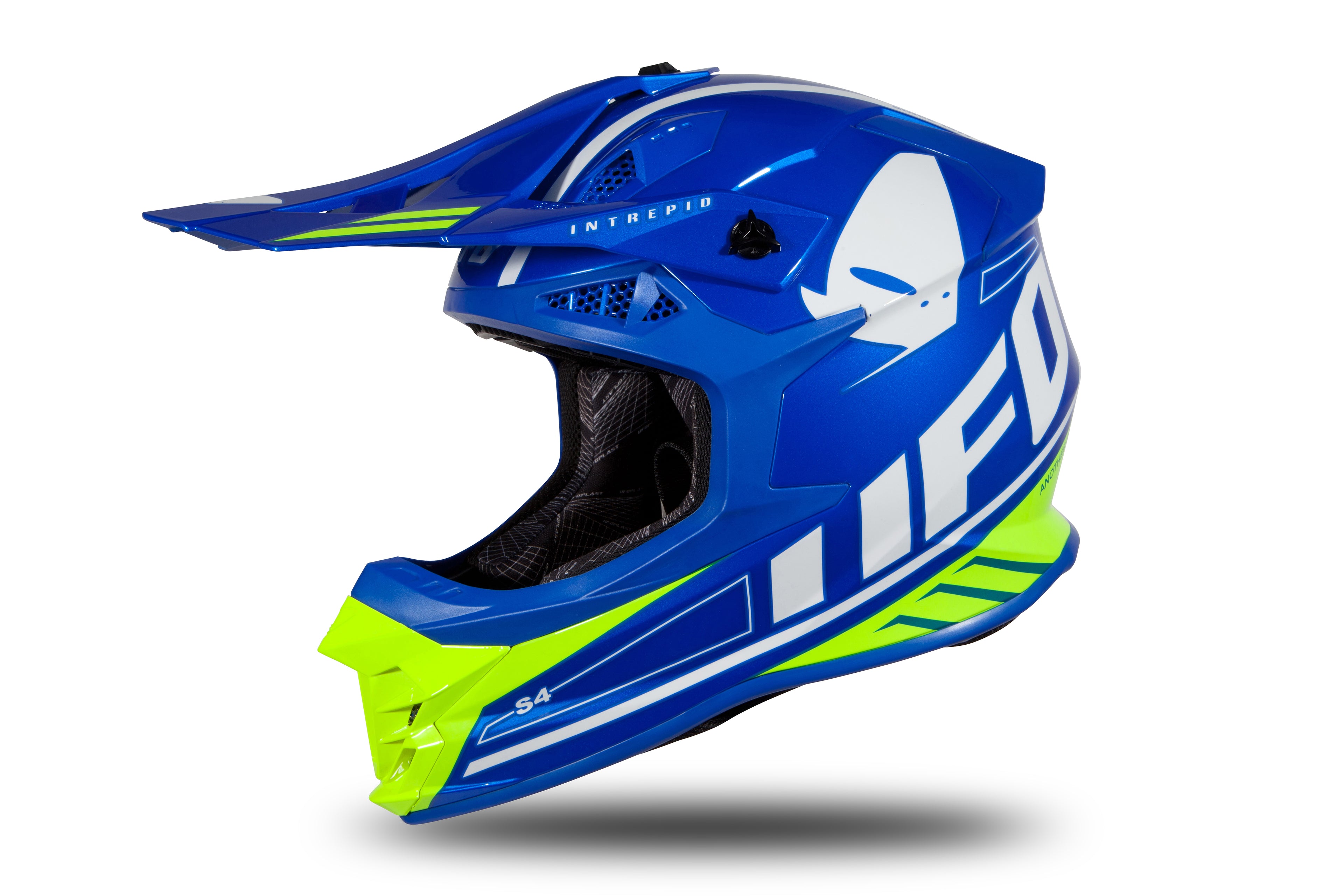CAPACETE UFO INTREPID HE177 AZUL/BRANCO/NEON - L