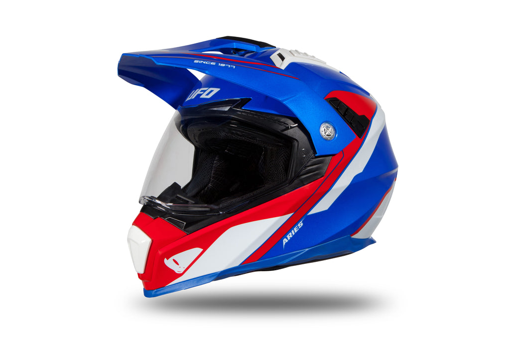 CAPACETE UFO ARIES HE181 AZUL/VERMELHO/BRANCO - L