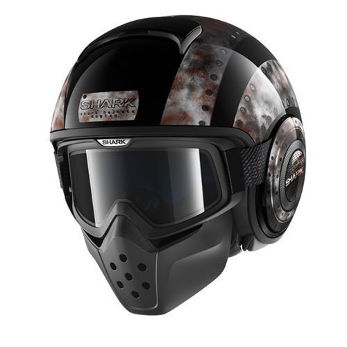 CAPACETE SHARK DRAK DOGTAG PRETO CROMADO (KUK) - XL -