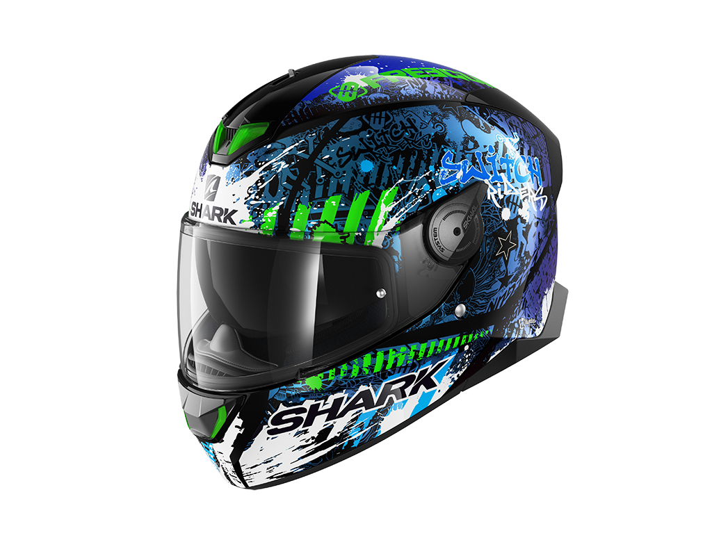 CAPACETE SHARK SKWAL 2 SWITCH RIDERS 2 PRT/AZ/VRD (KBG) - S -