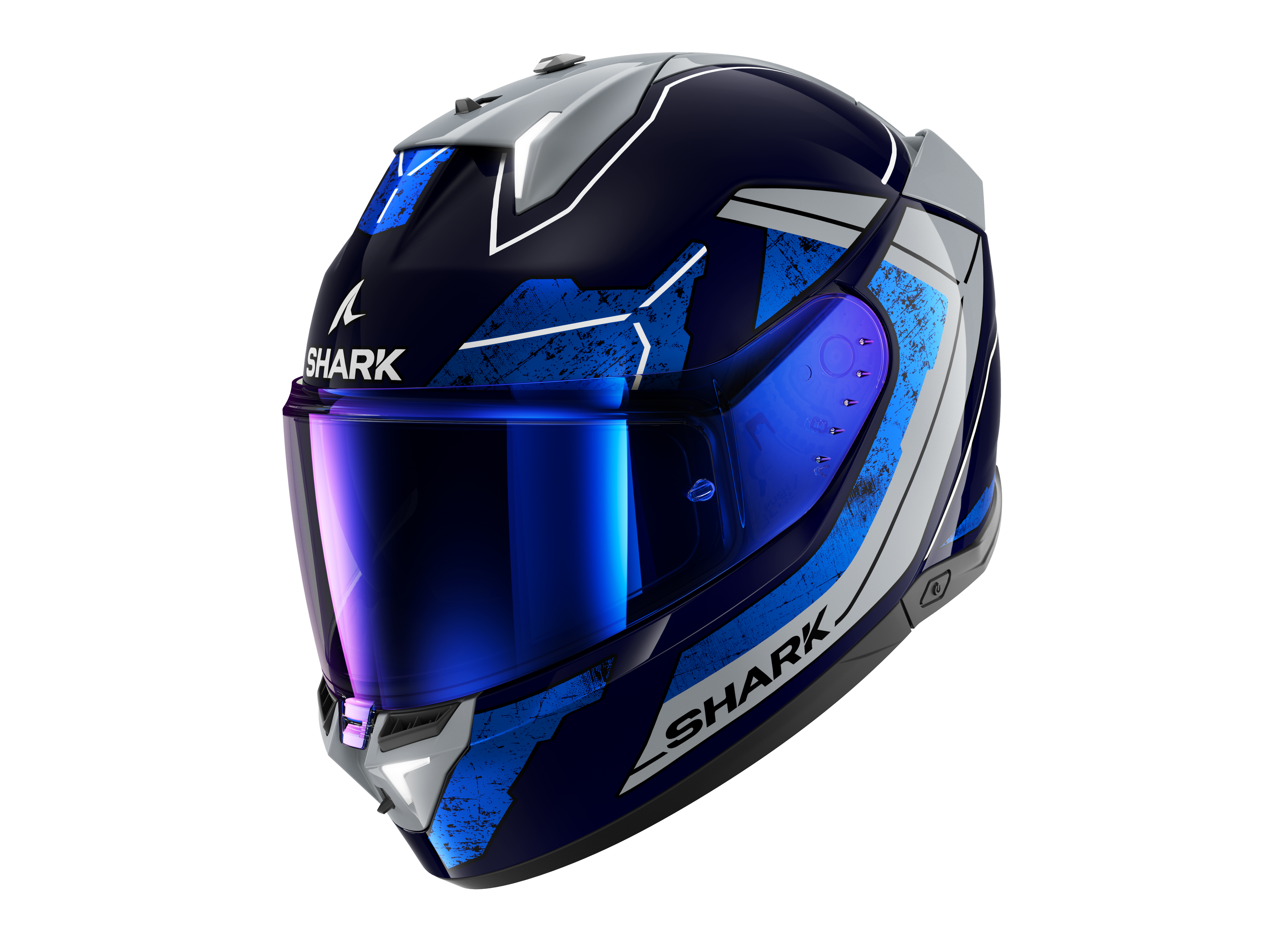 CAPACETE SHARK SKWAL i3 RHAD AZUL/CROMADO/PRATA (BUS) - M