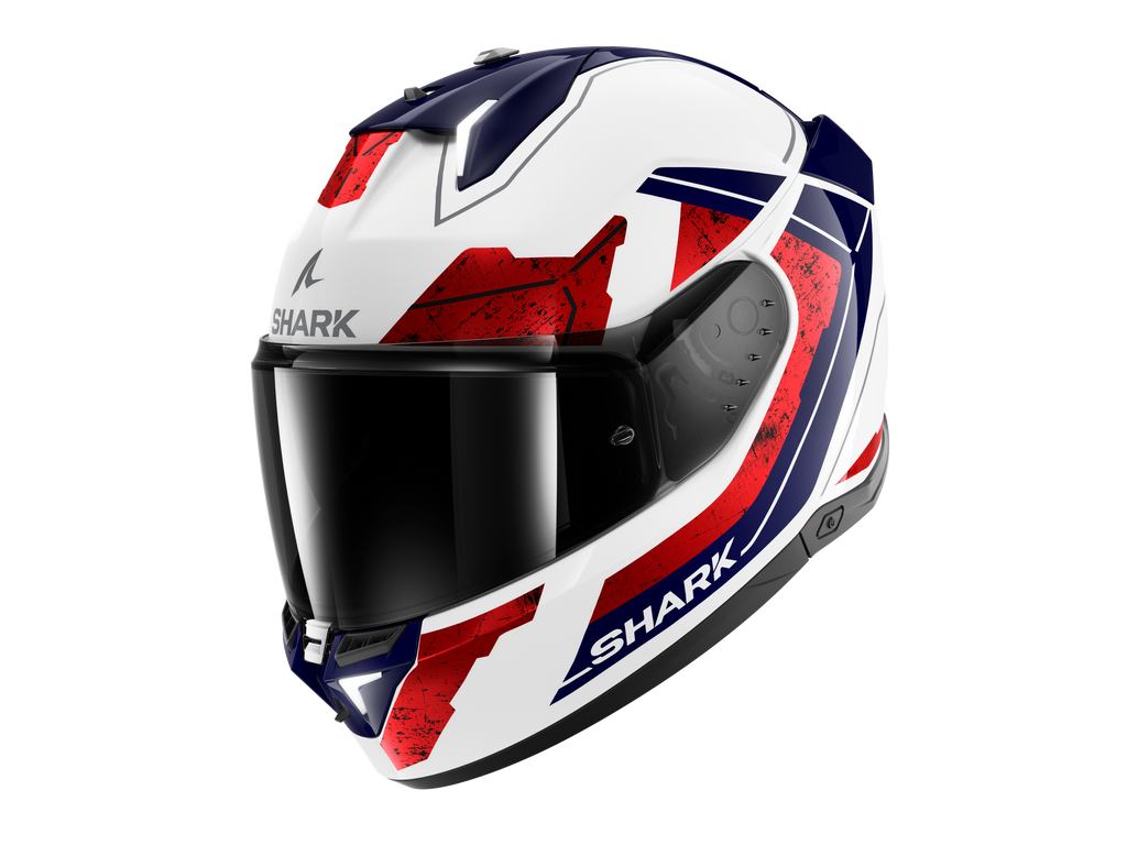 CAPACETE SHARK SKWAL i3 RHAD BRANCO/CROMADO/VERMELHO (WUR) - S -