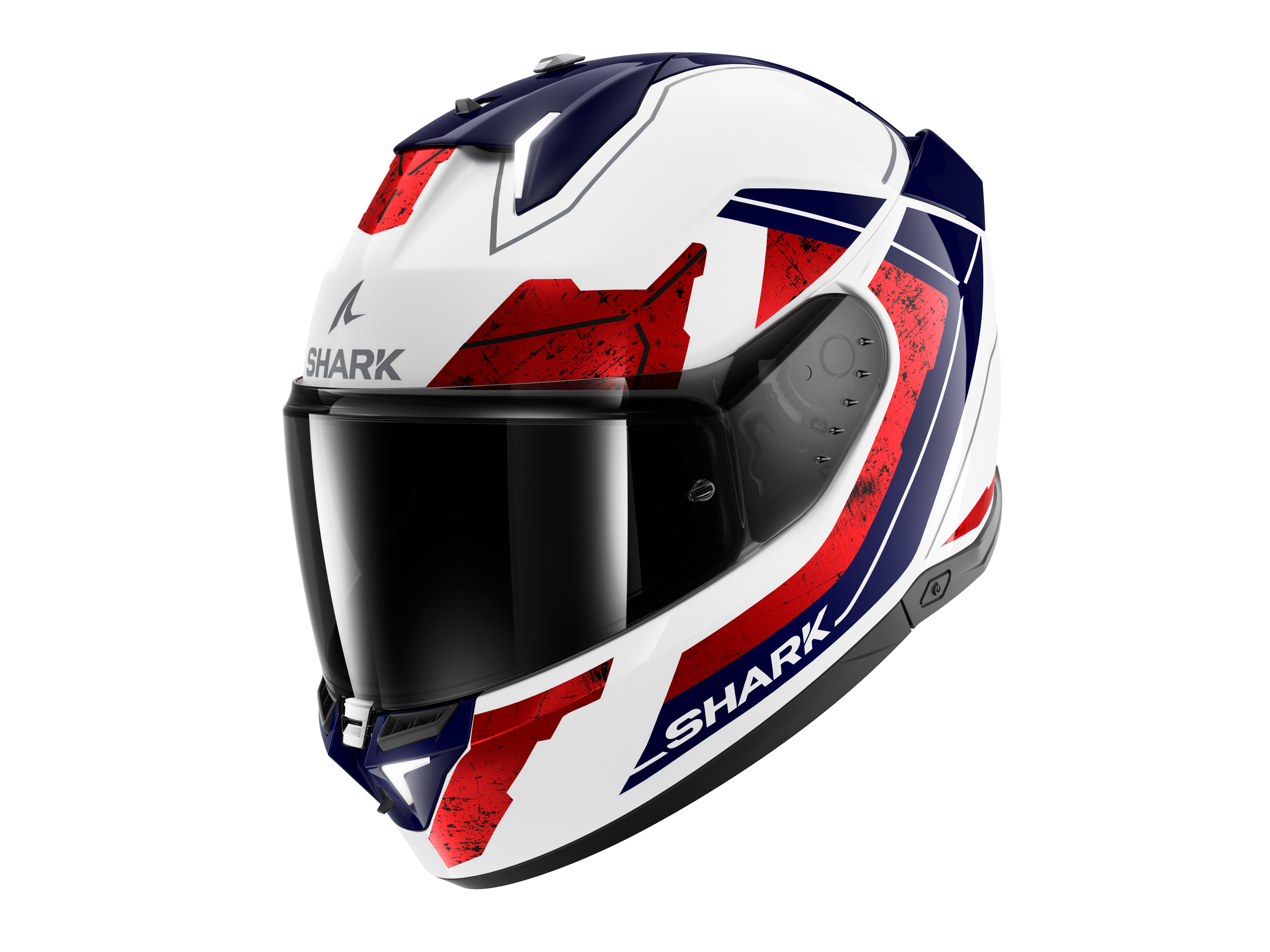 CAPACETE SHARK SKWAL i3 RHAD BRANCO/CROMADO/VERMELHO (WUR) - L -