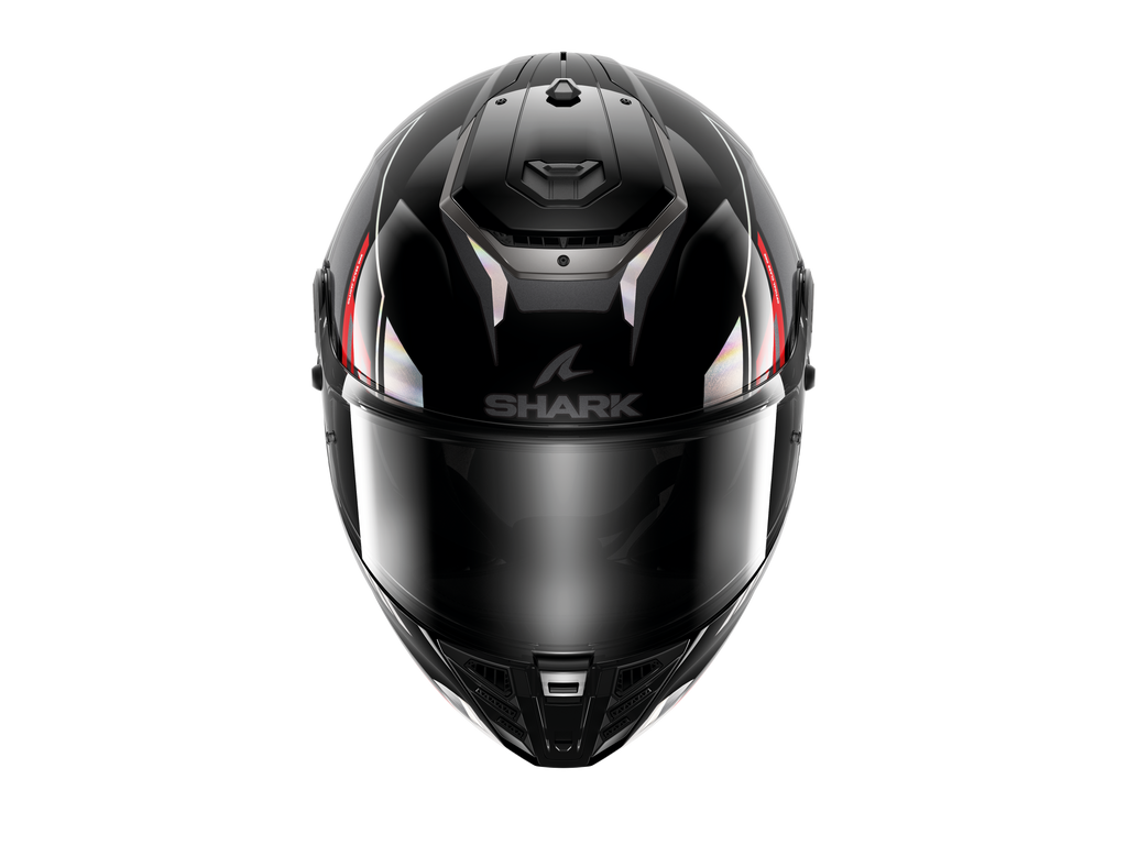 CAPACETE SHARK SPARTAN RS BYHRON PRETO/CROMADO/VERMELHO (KIR) - M -