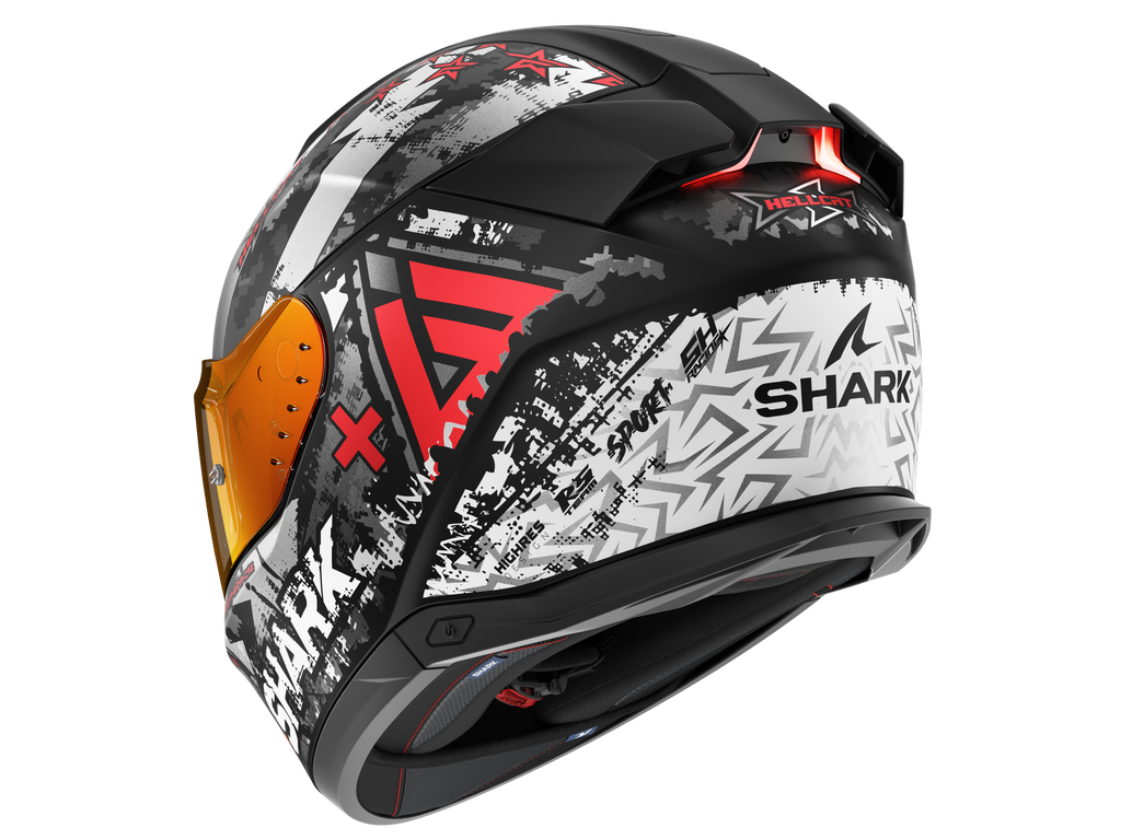 CAPACETE SHARK SKWAL i3 HELLCAT MAT PRETO/CROMADO/VERMELHO (KUR) - S