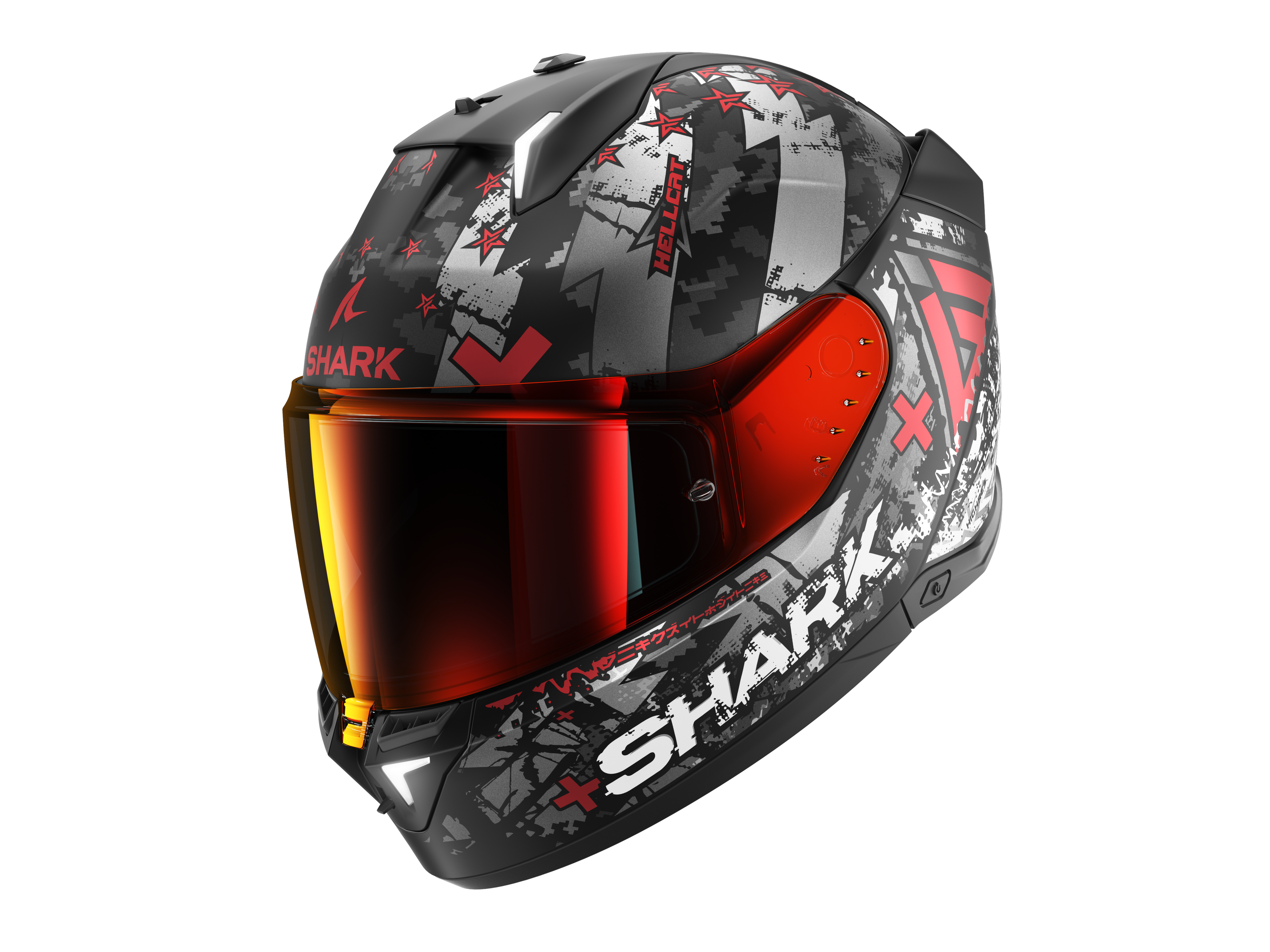 CAPACETE SHARK SKWAL i3 HELLCAT MAT PRETO/CROMADO/VERMELHO (KUR) - M