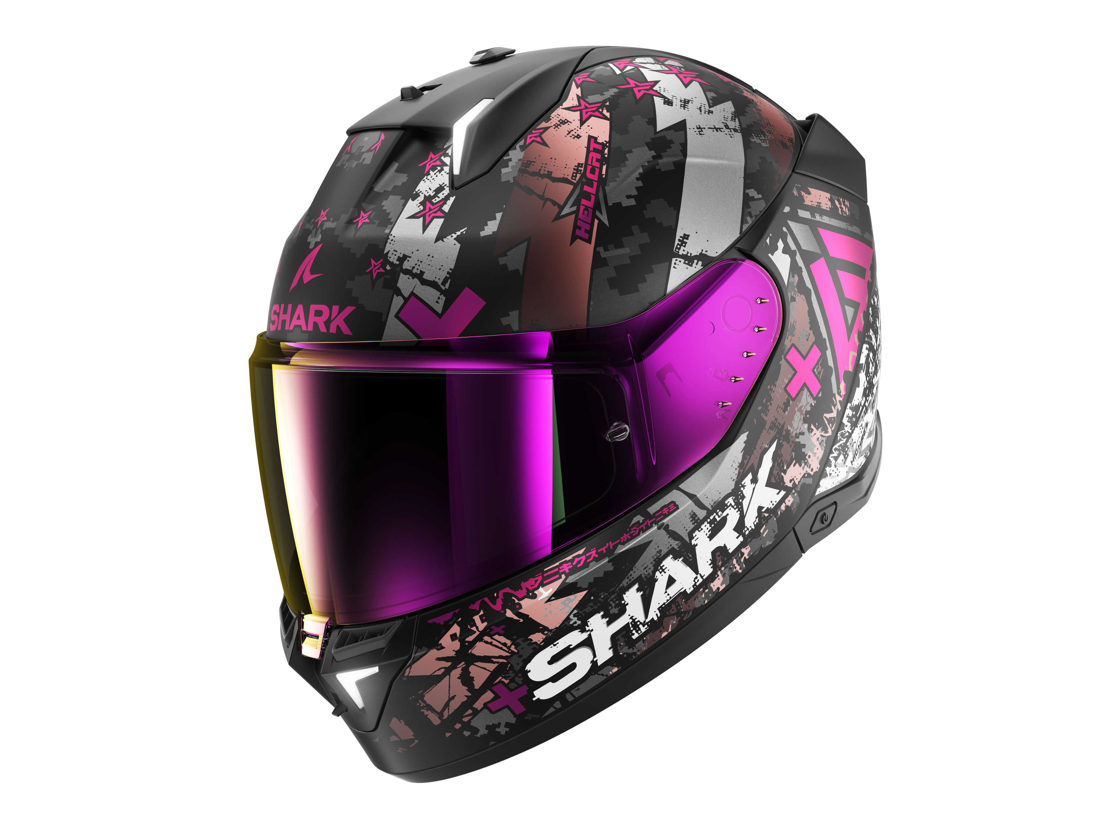 CAPACETE SHARK SKWAL i3 HELLCAT MAT PRETO/CROMADO/ROSA (KUV) - XS