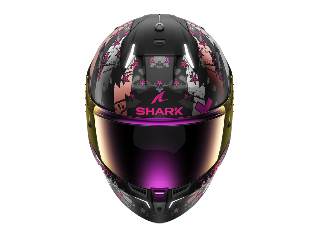 CAPACETE SHARK SKWAL i3 HELLCAT MAT PRETO/CROMADO/ROSA (KUV) - XS