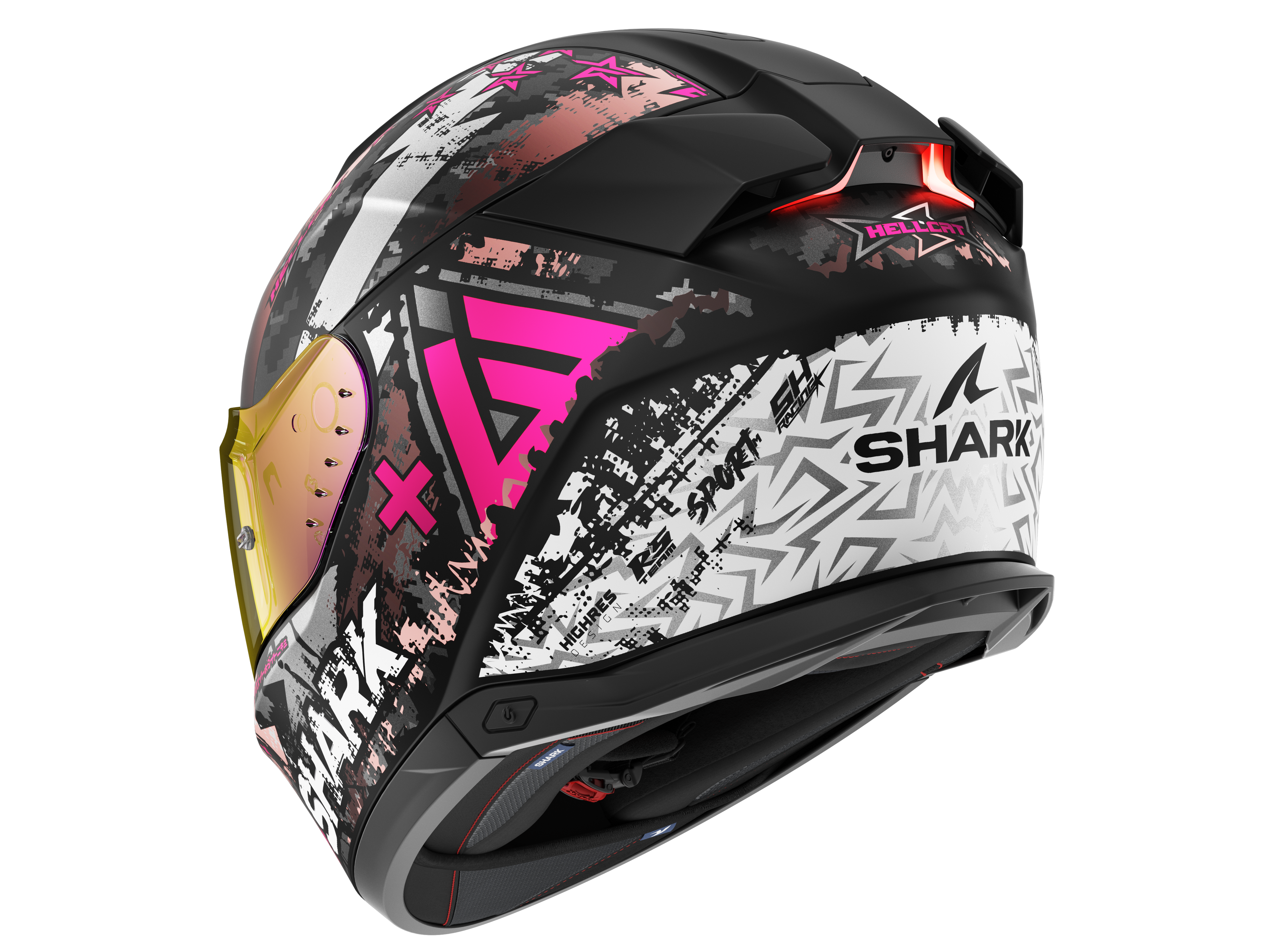 CAPACETE SHARK SKWAL i3 HELLCAT MAT PRETO/CROMADO/ROSA (KUV) - S