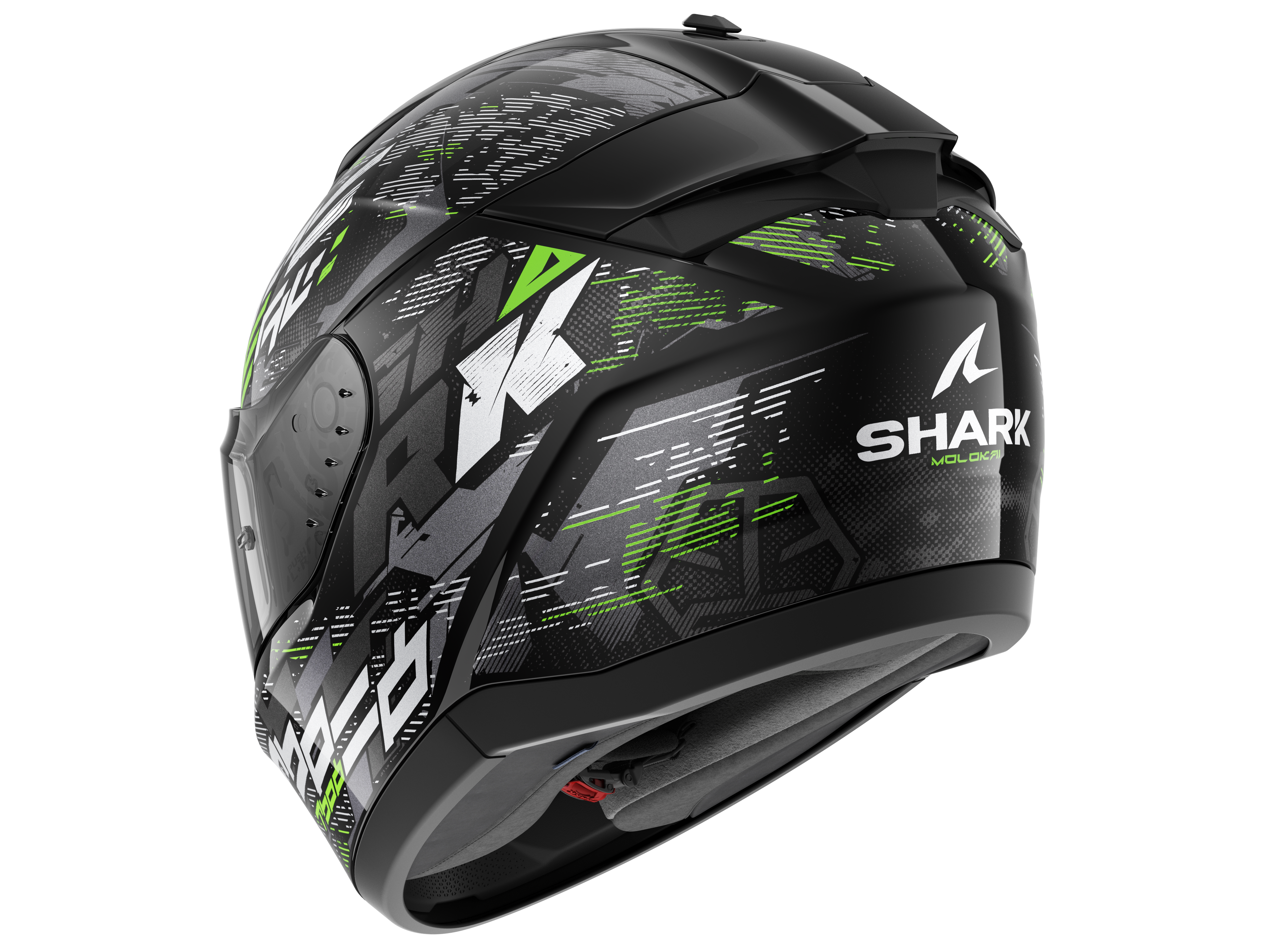 CAPACETE SHARK RIDILL 2 MOLOKAI PRETO/PRATA/VERDE (KSG) - M -