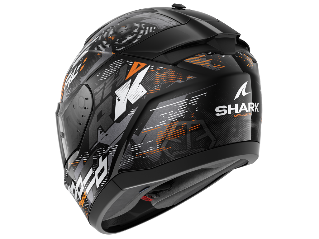 CAPACETE SHARK RIDILL 2 MOLOKAI PRETO/PRATA/LARANJA (KSO) - M -