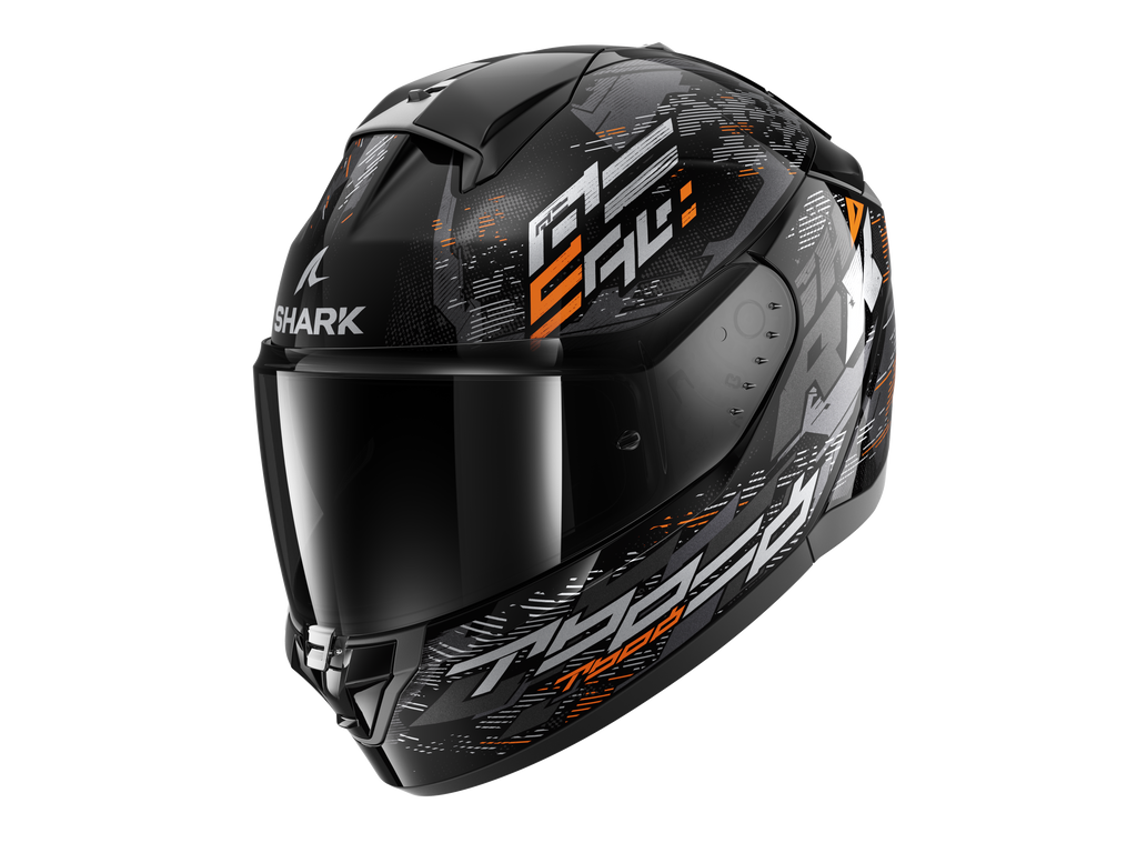 CAPACETE SHARK RIDILL 2 MOLOKAI PRETO/PRATA/LARANJA (KSO) - L -