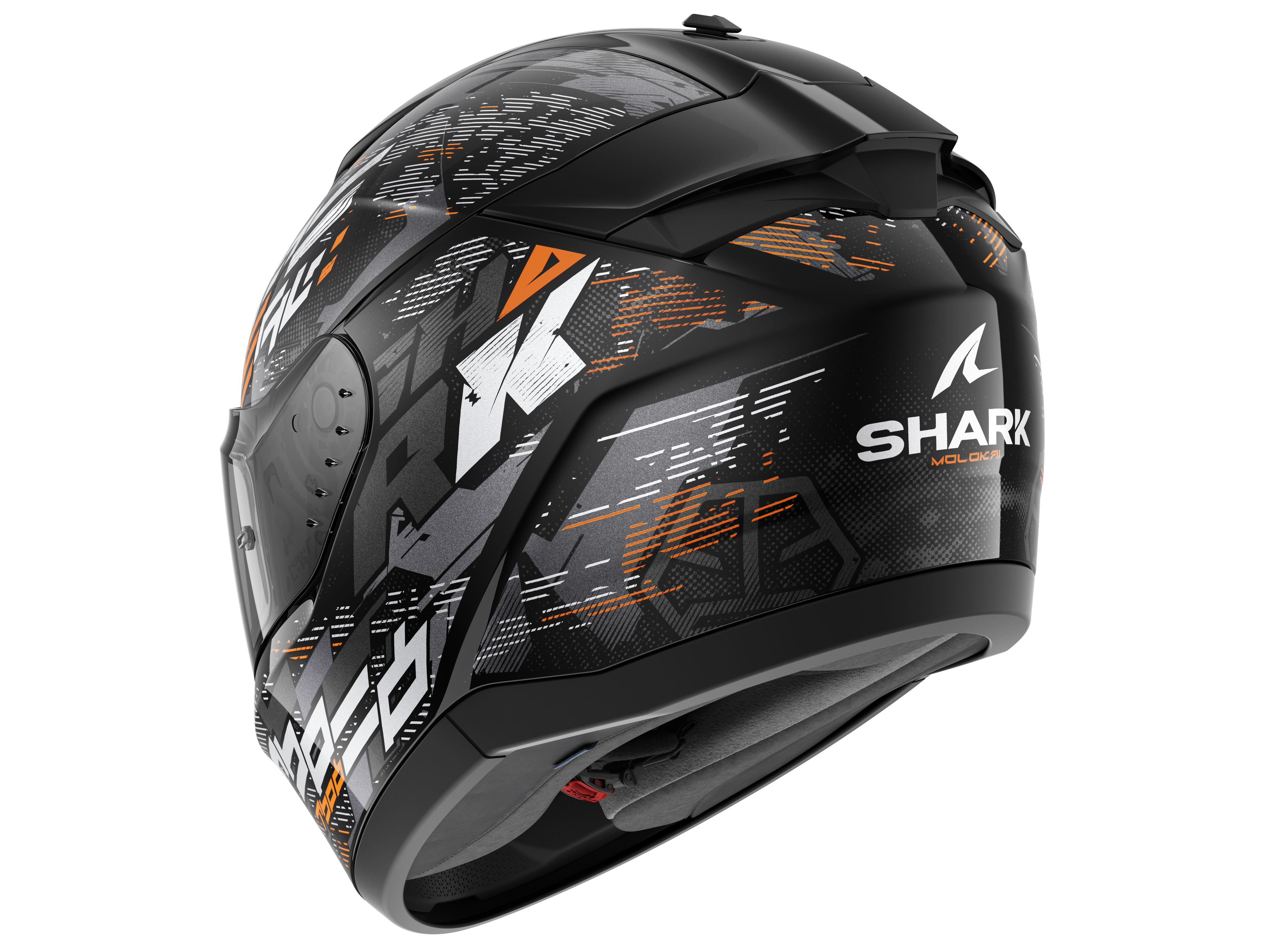 CAPACETE SHARK RIDILL 2 MOLOKAI PRETO/PRATA/LARANJA (KSO) - L -