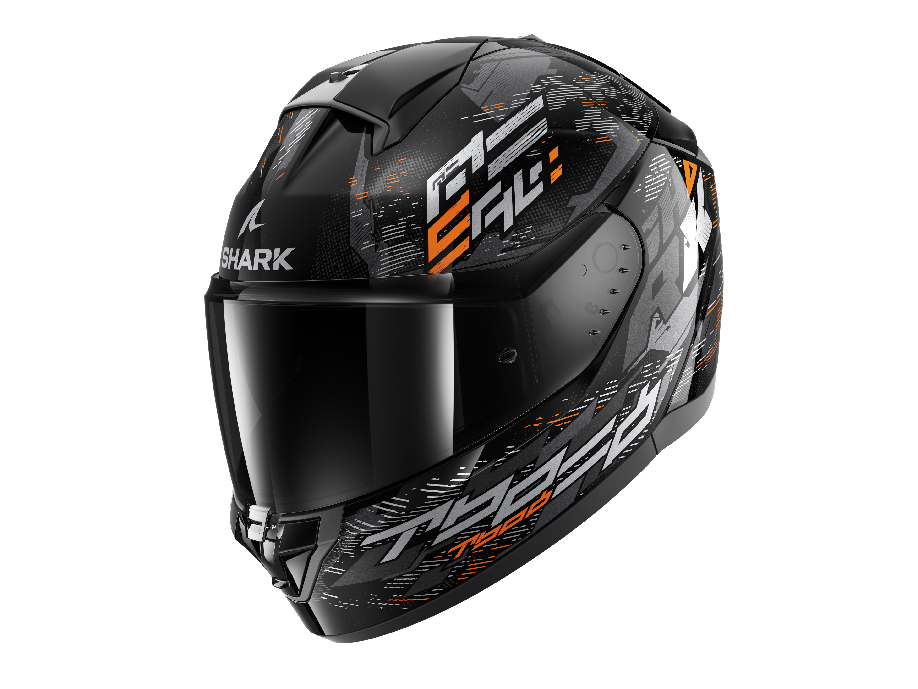 CAPACETE SHARK RIDILL 2 MOLOKAI PRETO/PRATA/LARANJA (KSO) - XL -