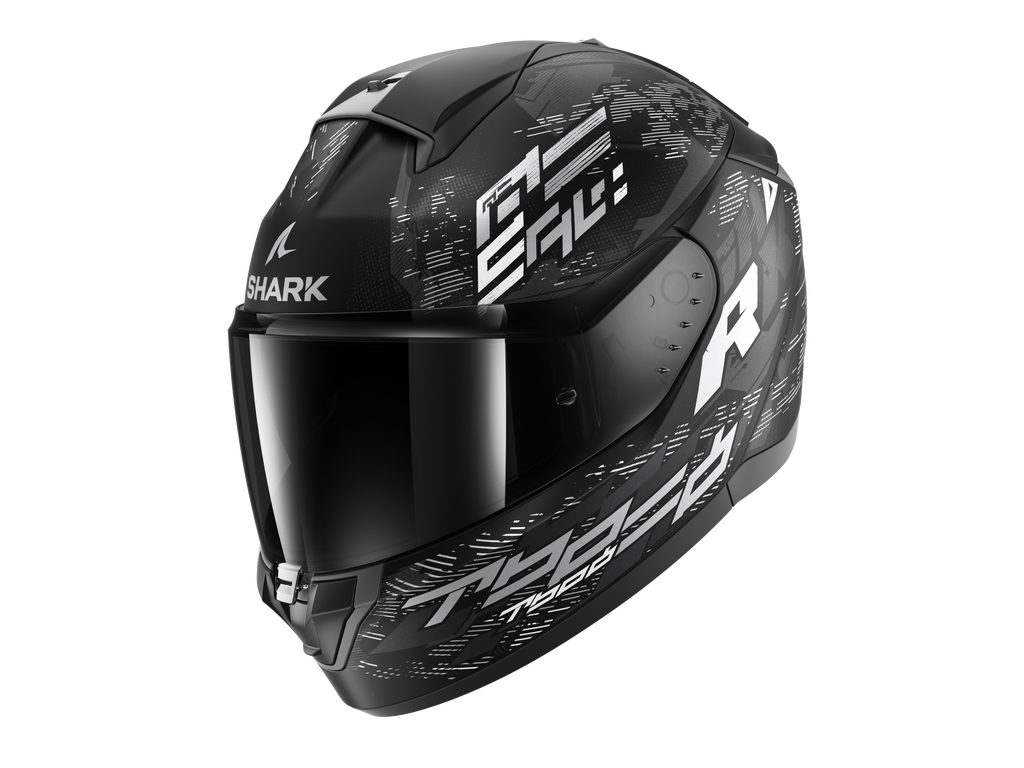 CAPACETE SHARK RIDILL 2 MOLOKAI PRETO/BRANCO/PRATA (KWS) - S -