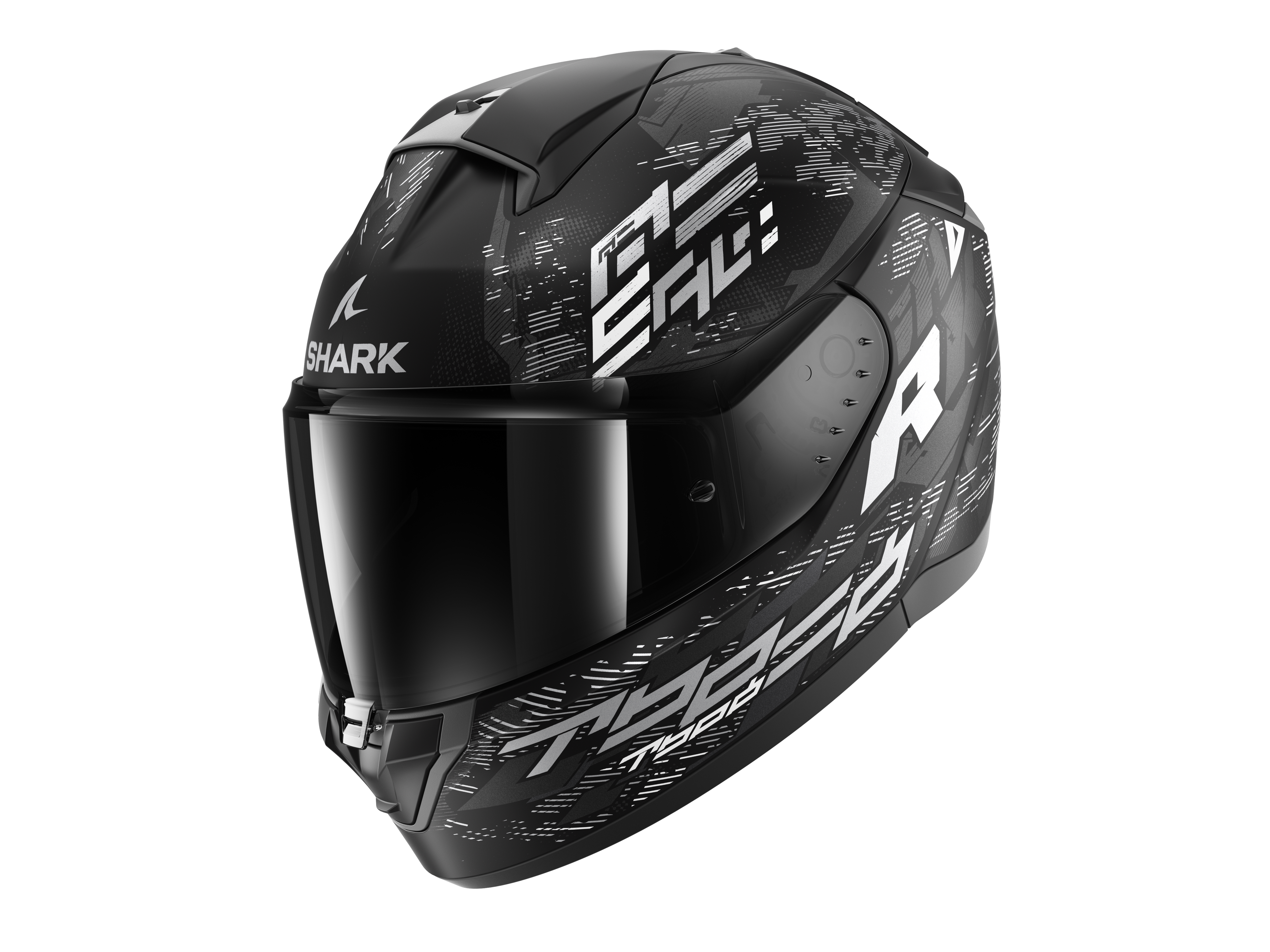 CAPACETE SHARK RIDILL 2 MOLOKAI PRETO/BRANCO/PRATA (KWS) - S -