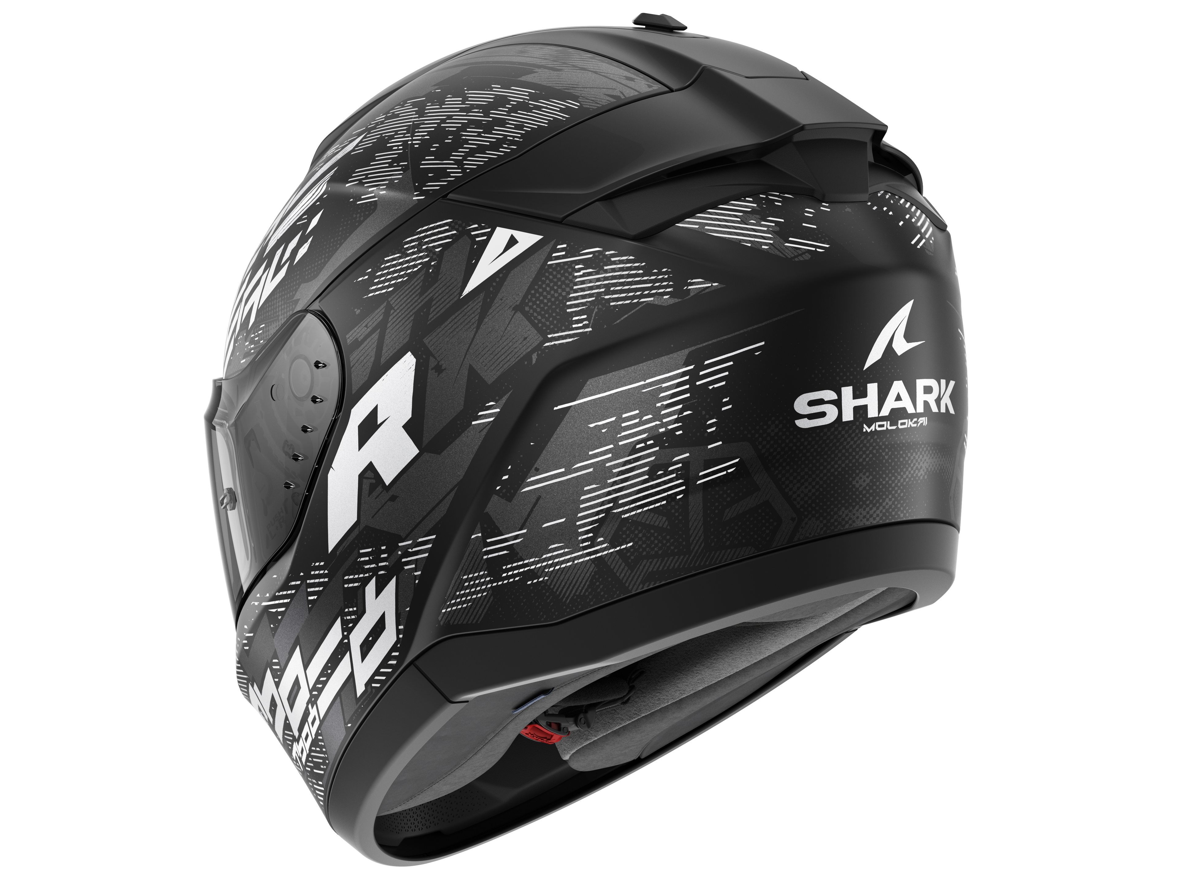 CAPACETE SHARK RIDILL 2 MOLOKAI PRETO/BRANCO/PRATA (KWS) - M -