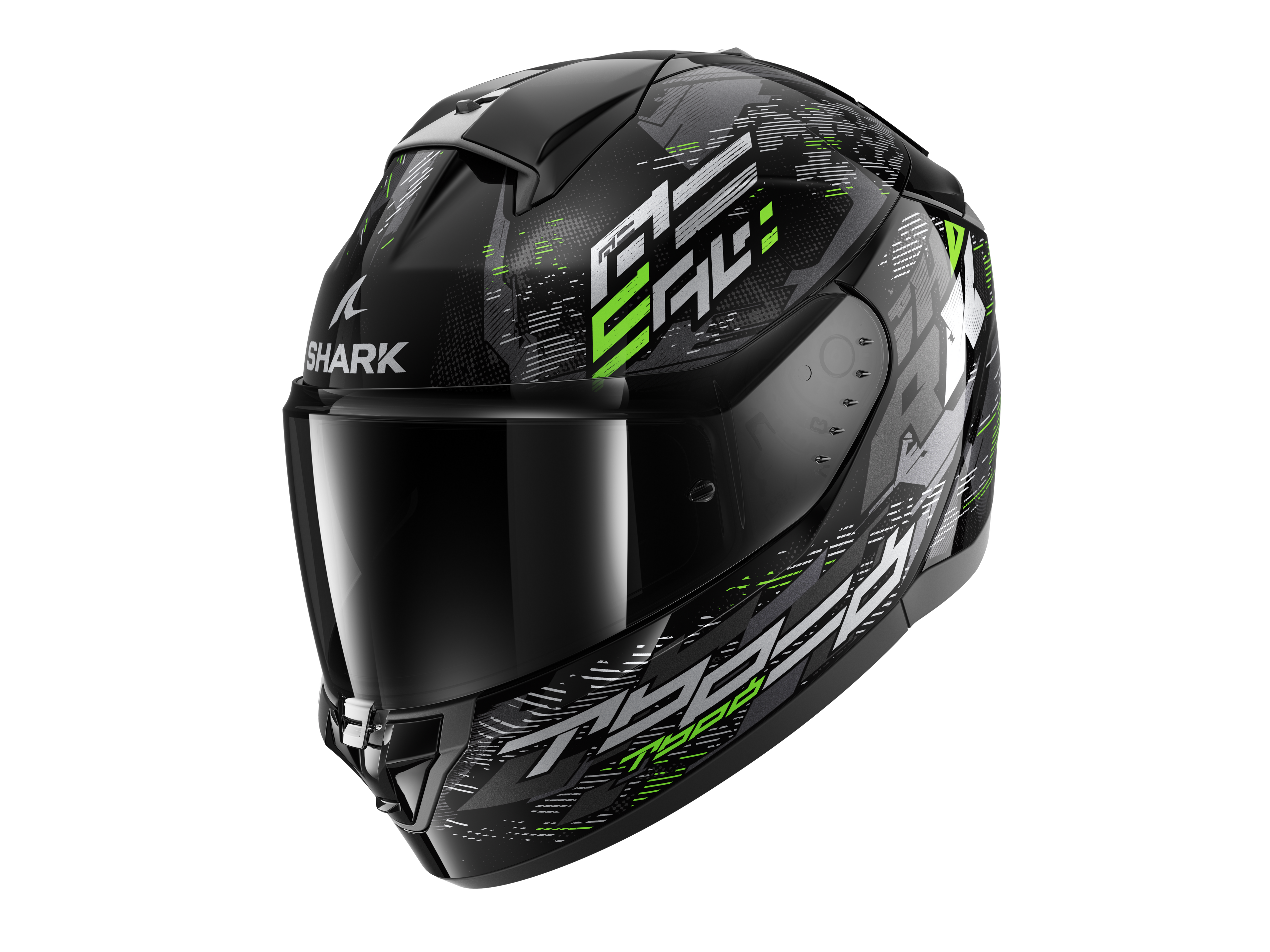 CAPACETE SHARK RIDILL 2 MOLOKAI PRETO/PRATA/VERDE (KSG) - S -