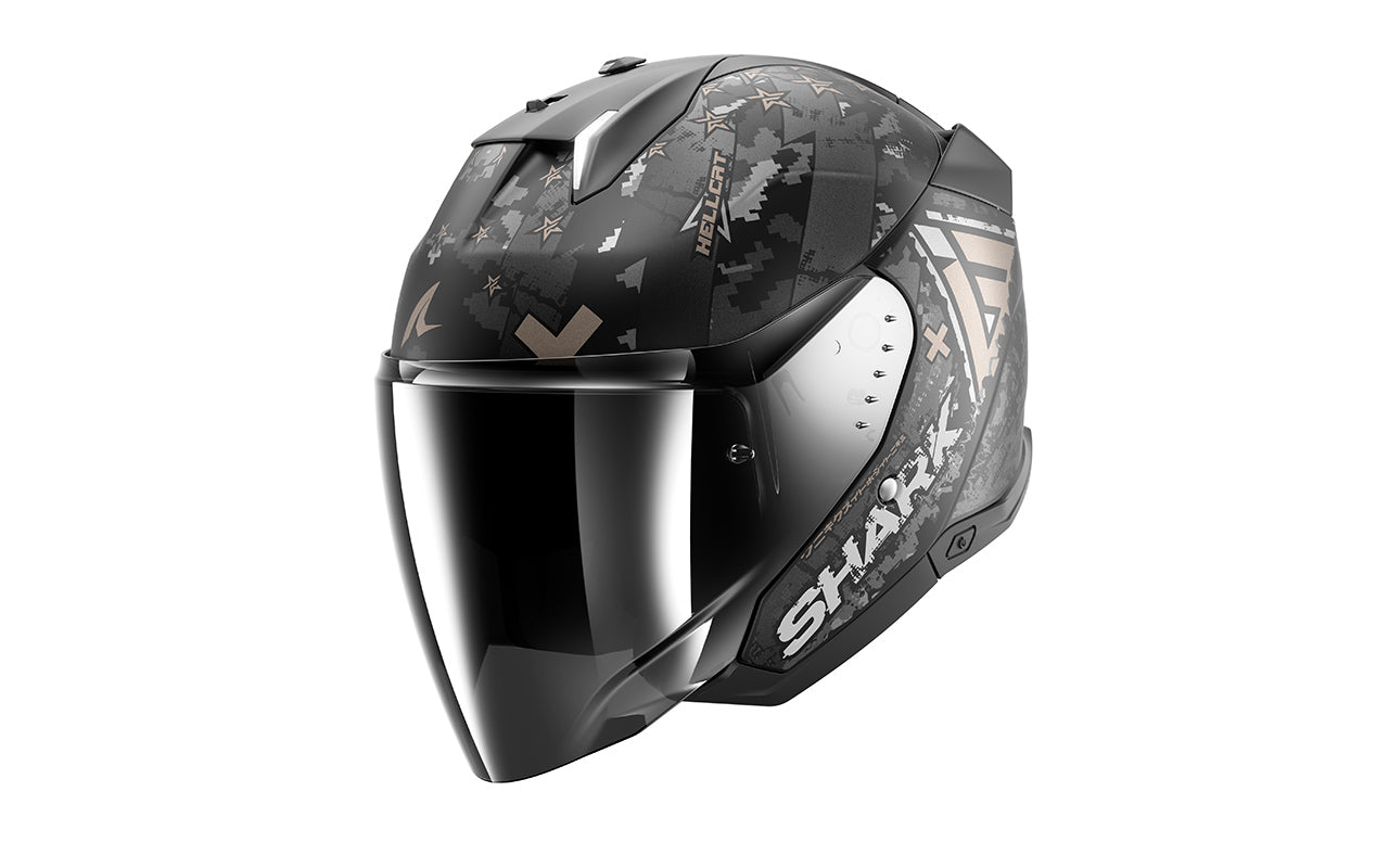 CAPACETE SHARK SKWAL i3 JET HELLCAT MAT PRETO/CROMADO/ANTRACITE (KUA) - M -
