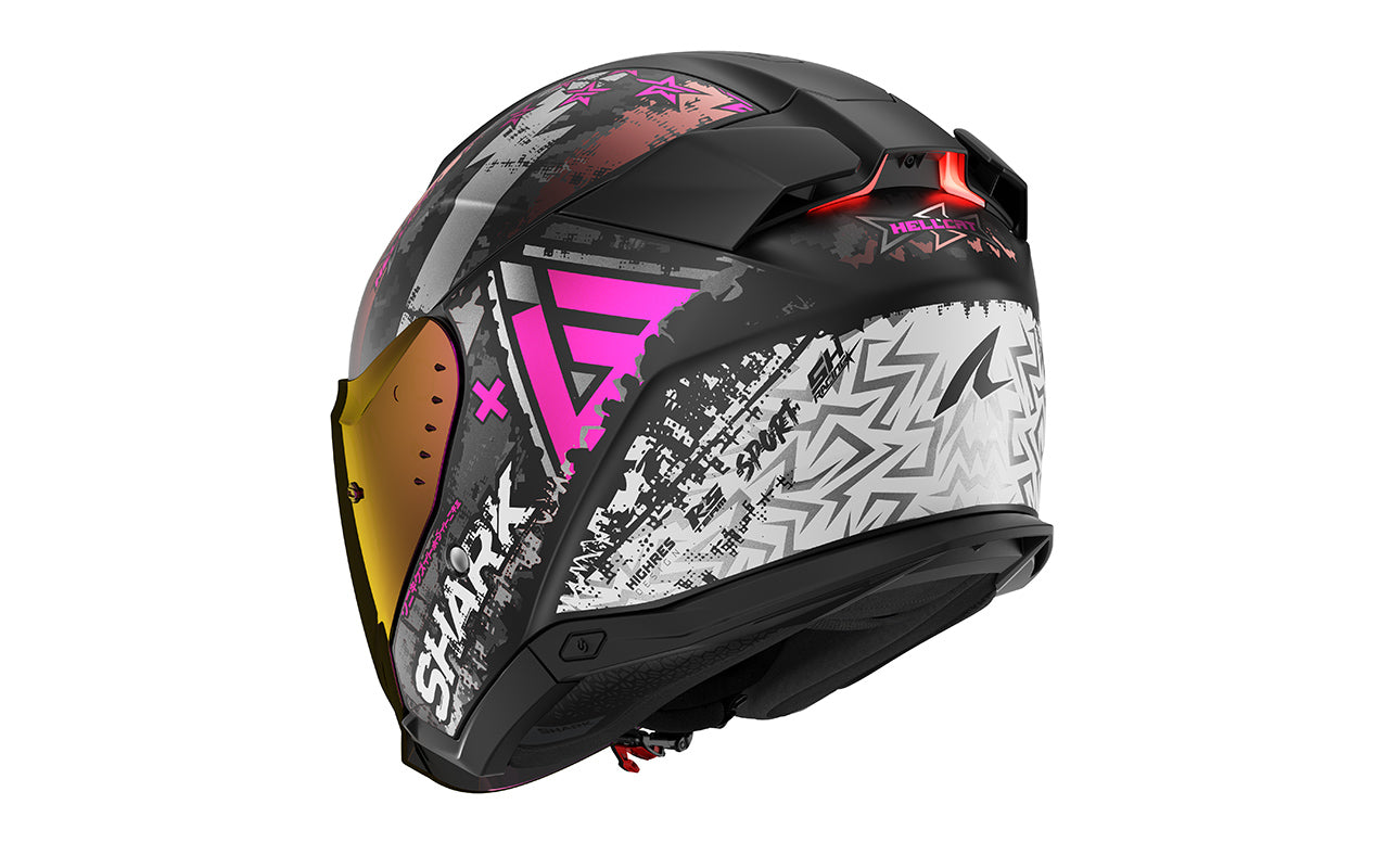 CAPACETE SHARK SKWAL i3 JET HELLCAT MAT PRETO/CROMADO/ROSA (KUV) - M -