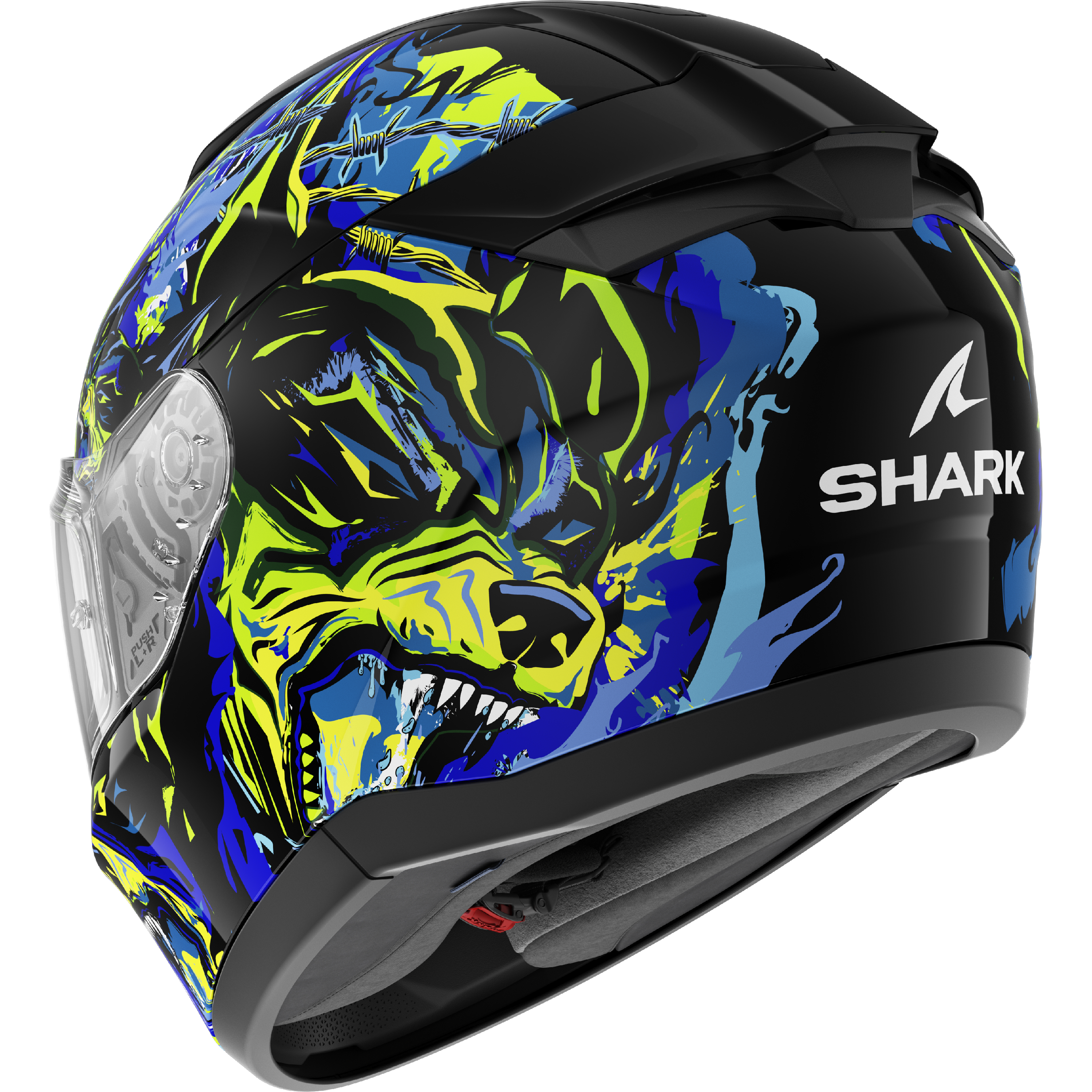 CAPACETE SHARK RIDILL 2 RAGING BEAST PRETO/AZUL/VERDE (KBG) - M -
