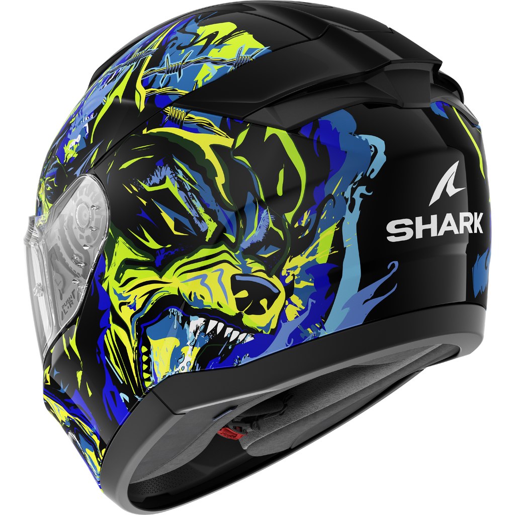 CAPACETE SHARK RIDILL 2 RAGING BEAST PRETO/AZUL/VERDE (KBG) - L -